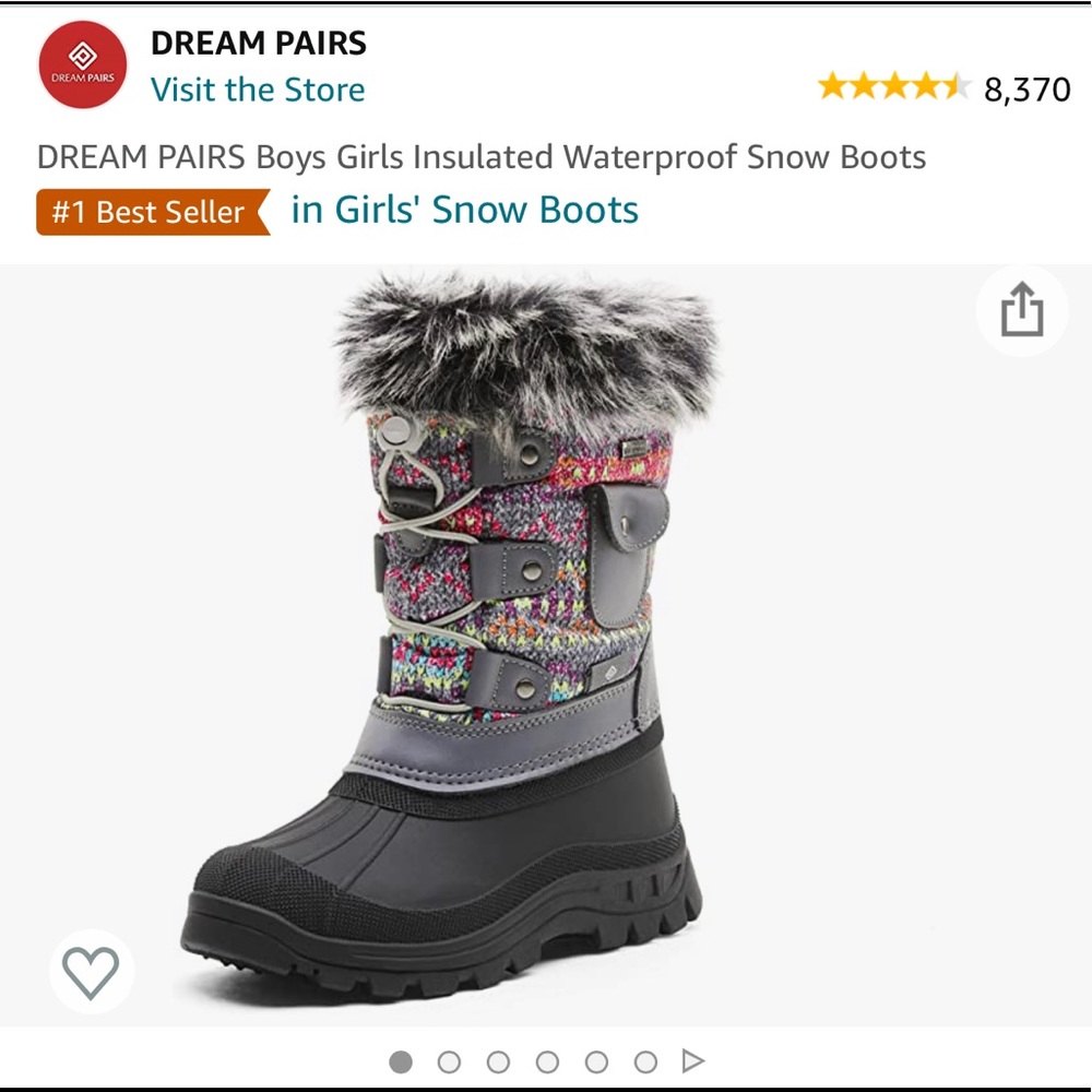 EXCELLENT CONDITION/LIKE NEW: GIRLS INSULATED WATERPROOF SNOW BOOTS.